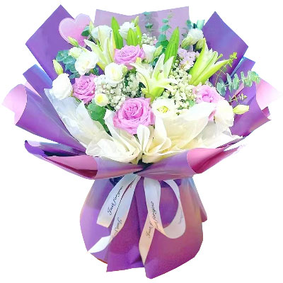 新余6朵紫玫瑰3支百合，爱之倾诉