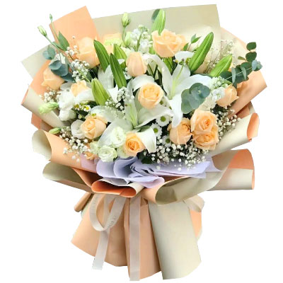 新余19朵香槟玫瑰百合，你是我的真爱