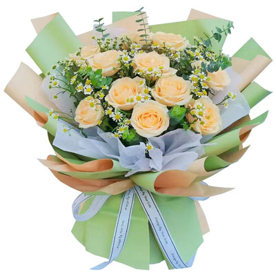 新余11朵香槟玫瑰洋甘菊，爱温暖幸福