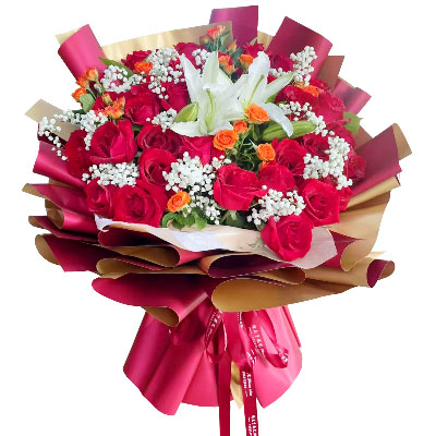 新余33朵红玫瑰百合，爱如同花般绽放